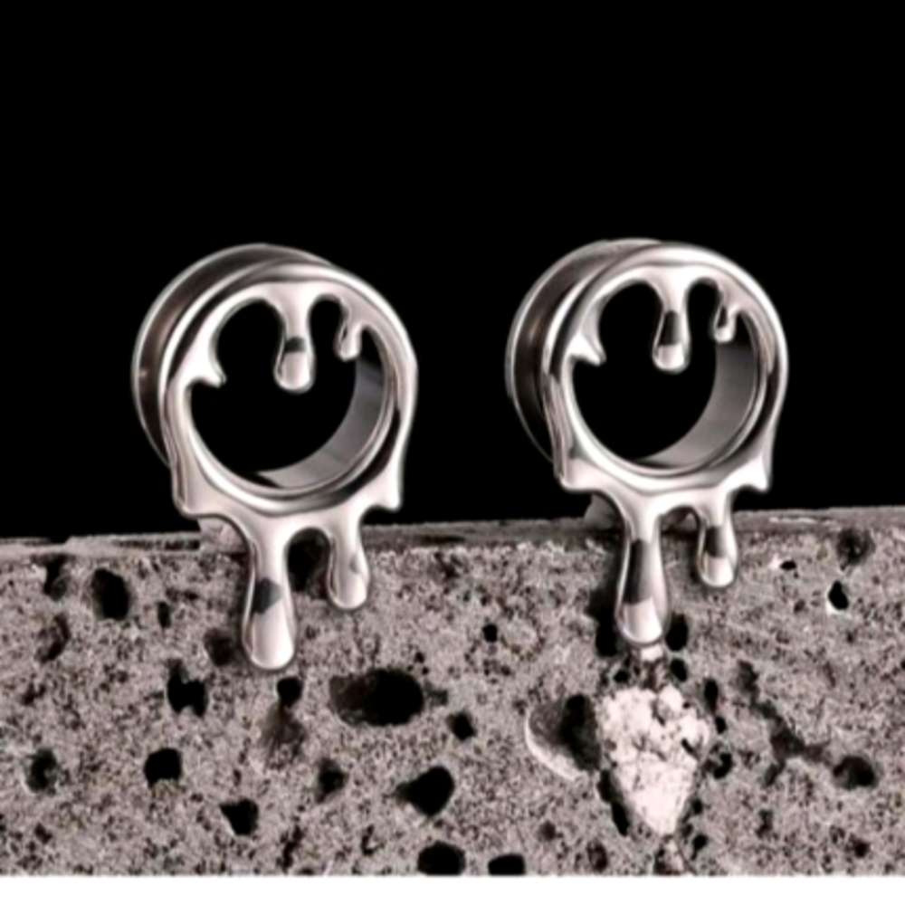 2PCS 316 Stainless Steel Water Drop Ear Gauges